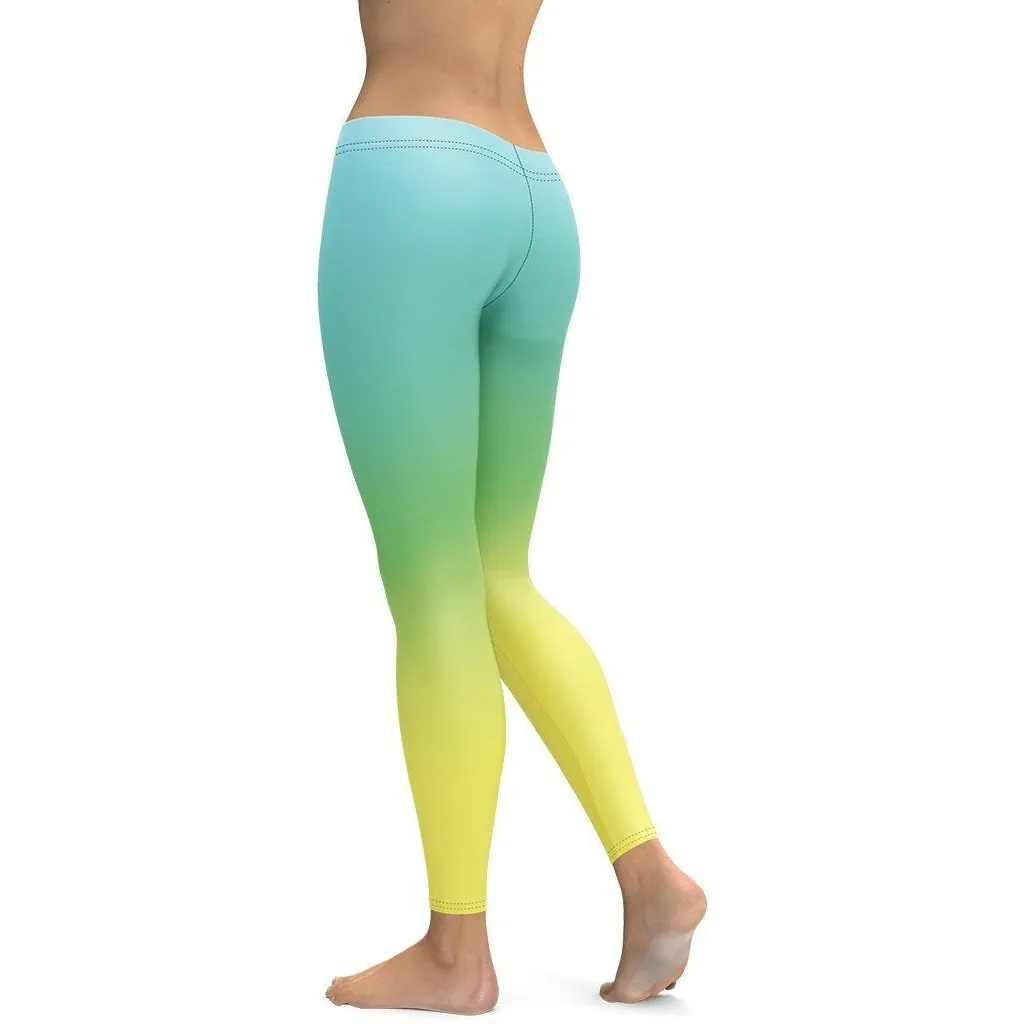 Vibrant Blue & Green Ombre Leggings