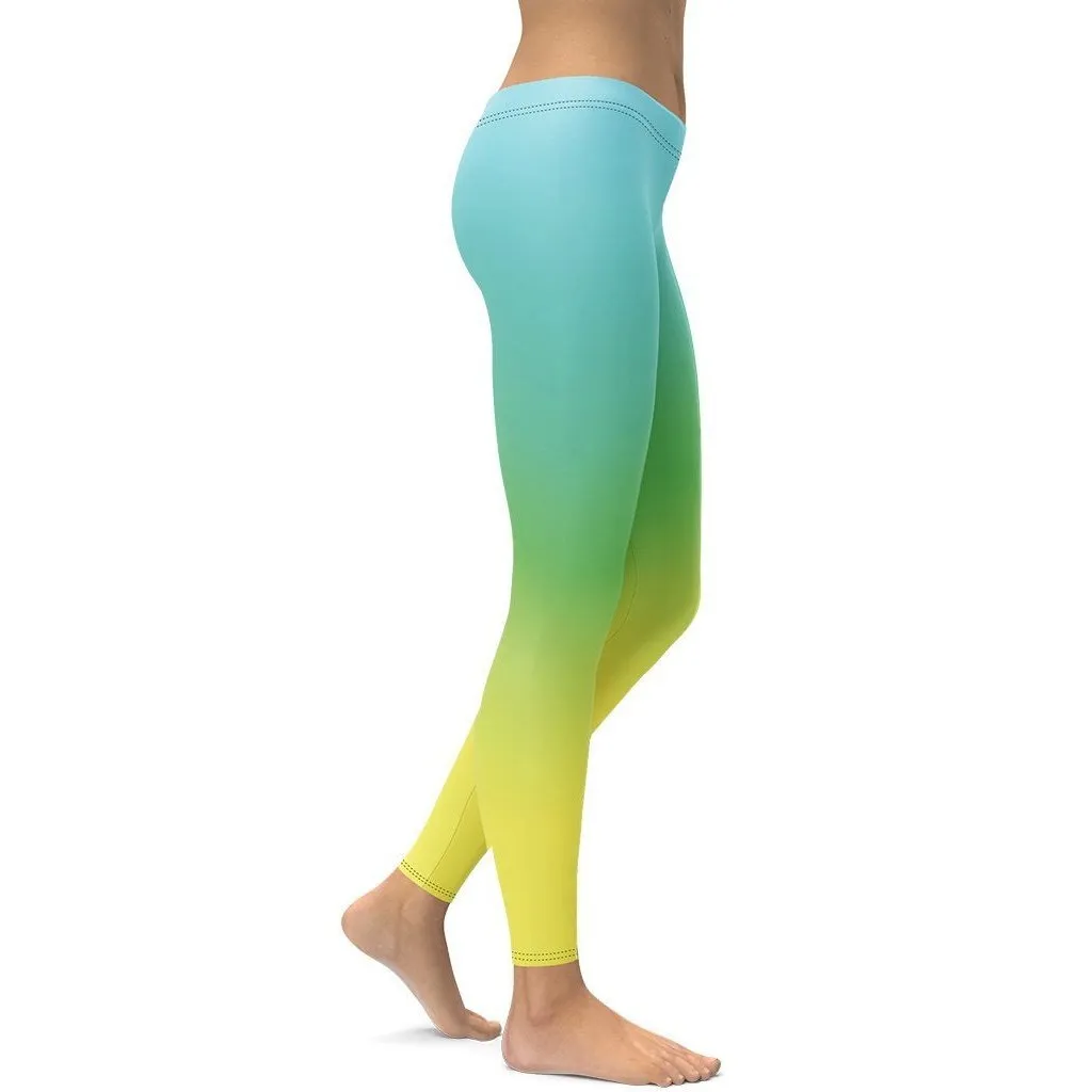 Vibrant Blue & Green Ombre Leggings