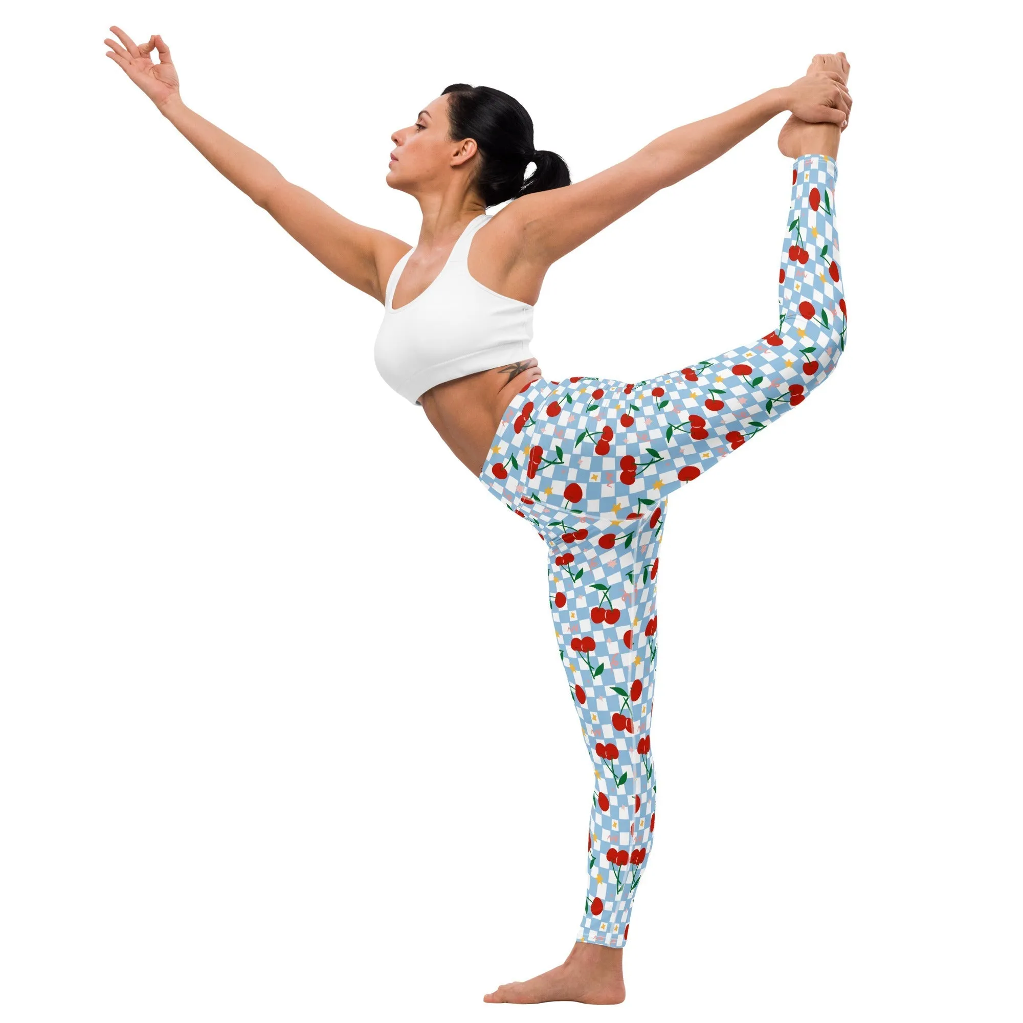 Vintage Cherry Checkered Yoga Leggings