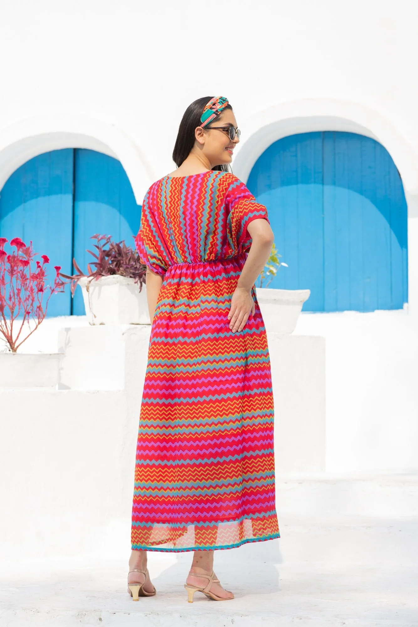 Vivacious Colorful Maternity Kaftan Dress