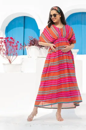 Vivacious Colorful Maternity Kaftan Dress