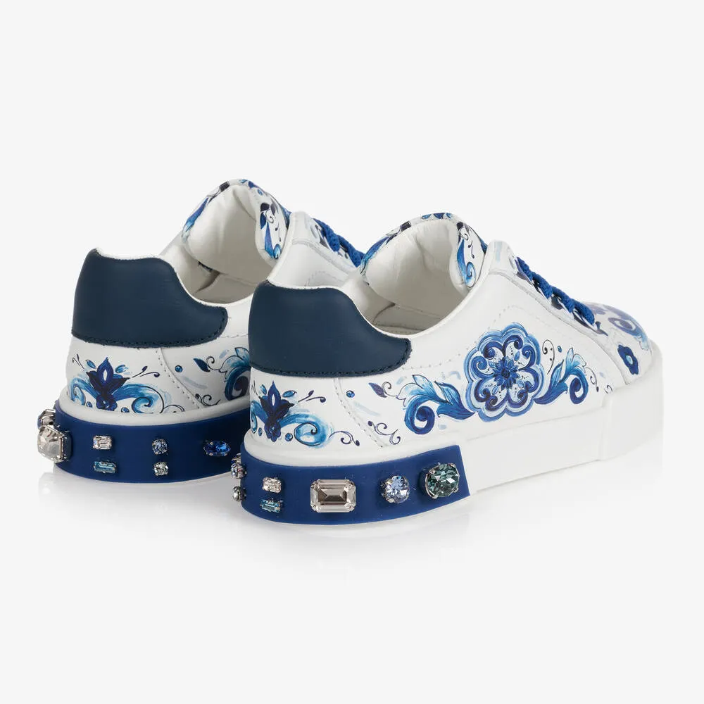 White & Blue Majolica Trainers