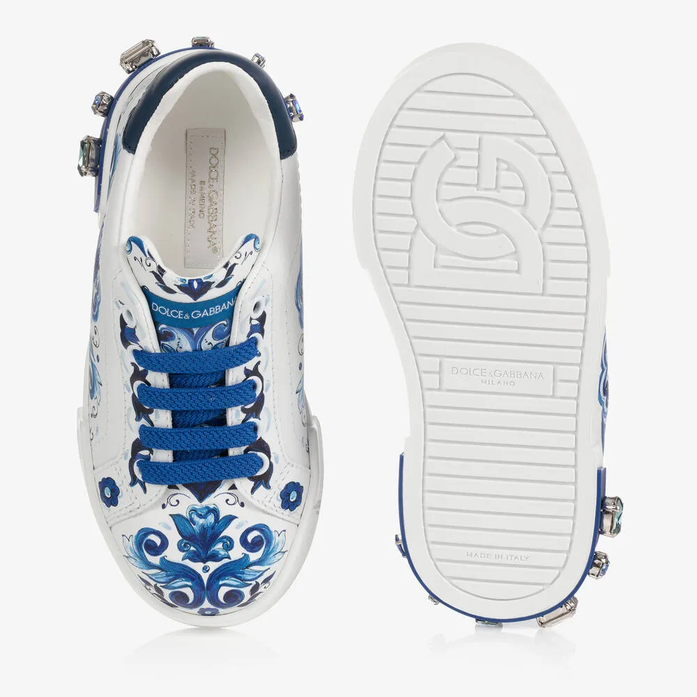 White & Blue Majolica Trainers