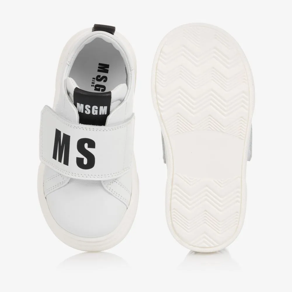 White Leather Logo Trainers