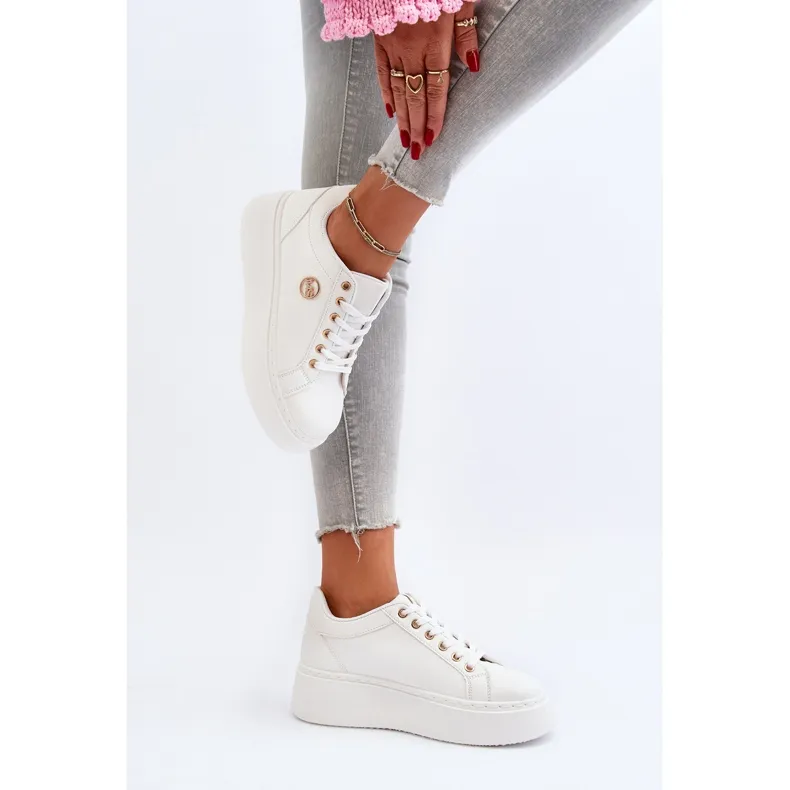 Women's Low Platform Sneakers White Telirra