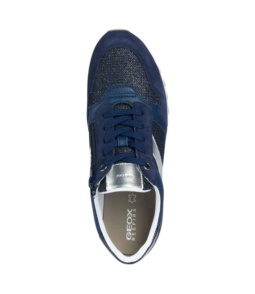 Womens/ladies d tabelya a leather trainers blue Geox