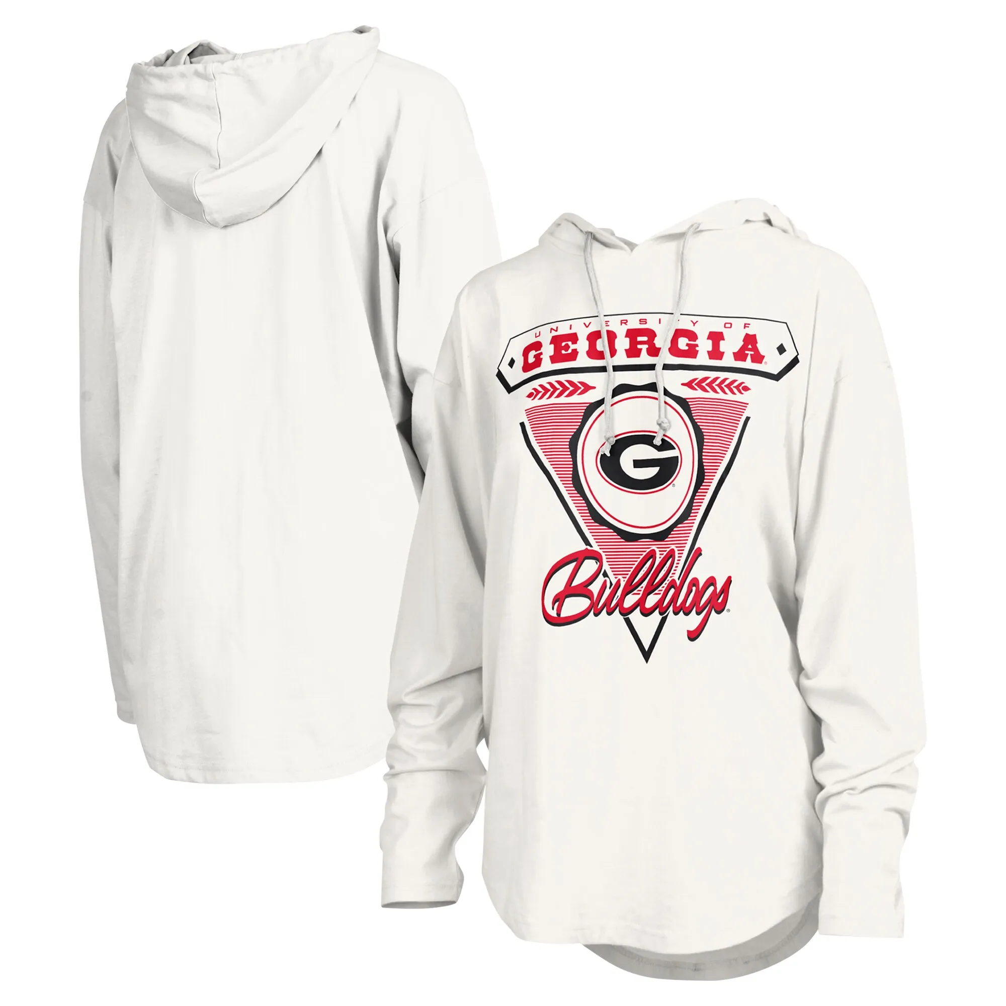 Women's Pressbox White Georgia Bulldogs San Bruno Hoodie Long Sleeve T-Shirt