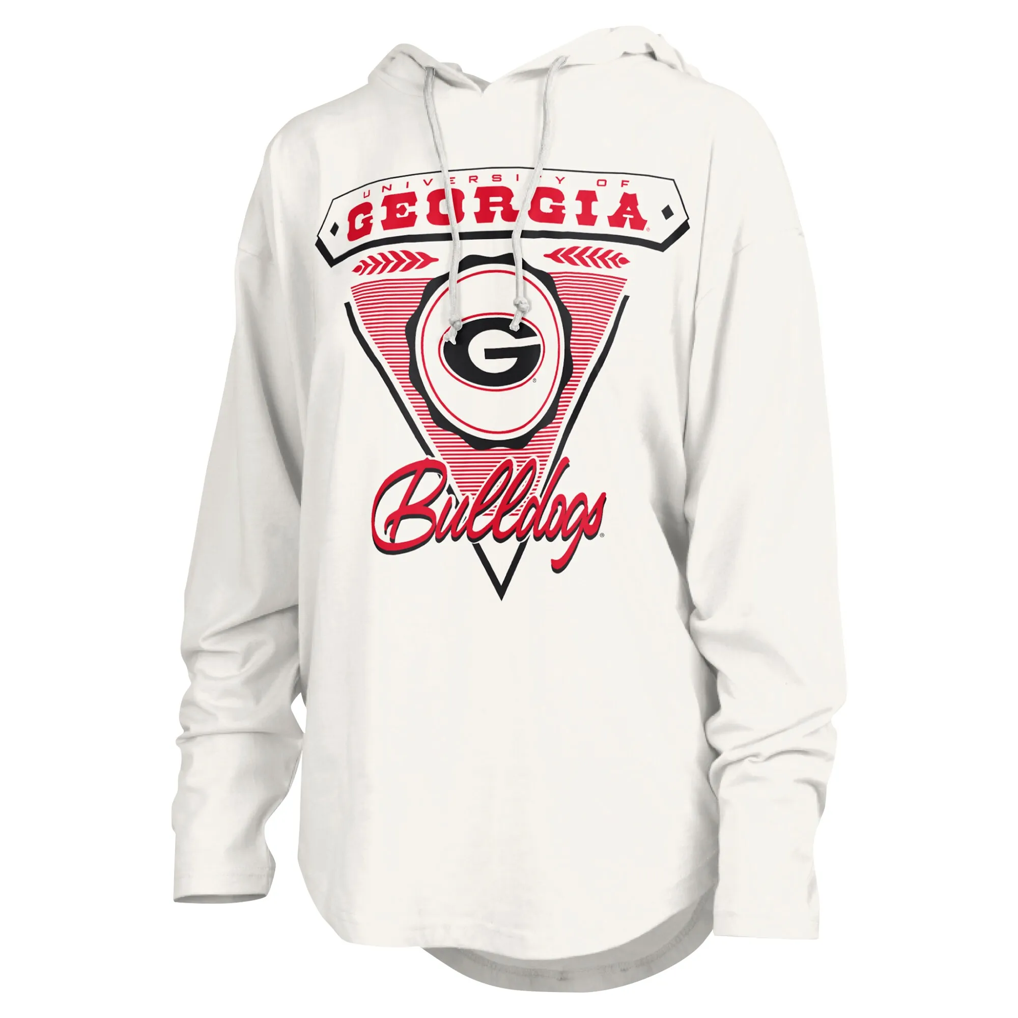 Women's Pressbox White Georgia Bulldogs San Bruno Hoodie Long Sleeve T-Shirt