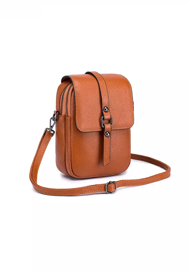 ZITIQUE Multi -purpose full -grain leather oblique backpack